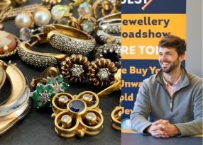 various gold jewellery on table