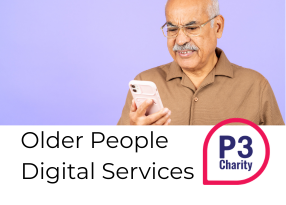 older man looking at smartphone